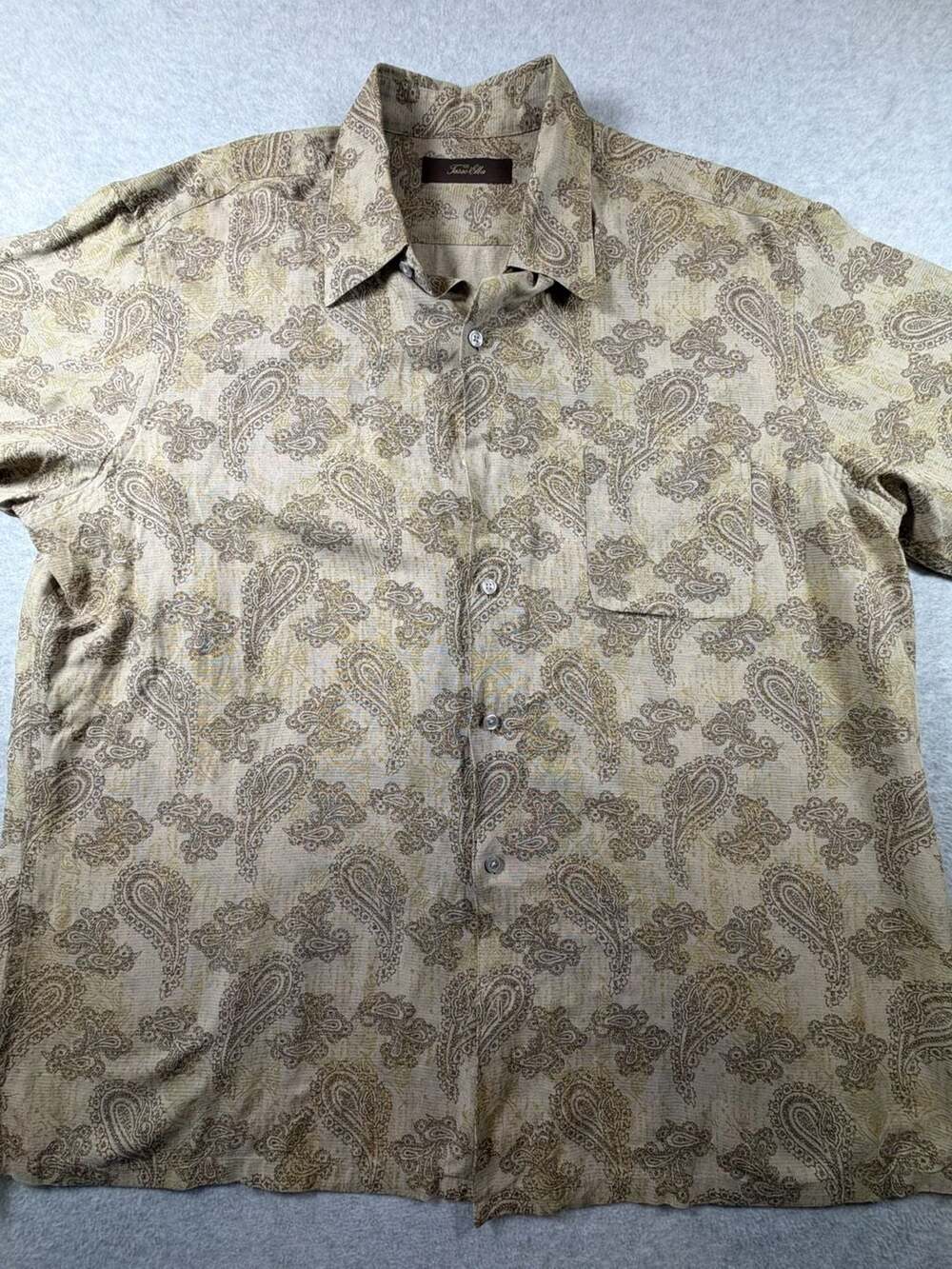 Tasso Elba Men's Short Sleeve Paisley Print Button Down Shirt